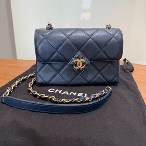 Chanel CC Diamond Lock Flap Bag Quilted Lambskin Mini